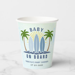 Vasos De Papel Bebé a bordo surf salpicón de bebé azul ducha