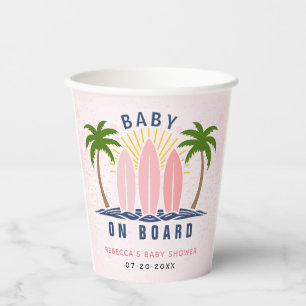 Vasos De Papel Bebé a bordo surf salpicón de bebé rosa ducha