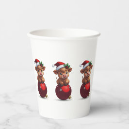 Vasos De Papel bebé adorable de vaca highland sentado