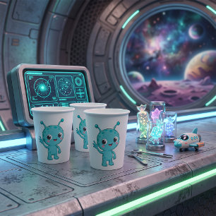 Vasos De Papel Bebé Alien Espacio Monstruo Adorable