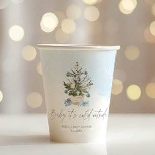 Vasos De Papel Bebé azul de invierno, frío fuera de la ducha de b