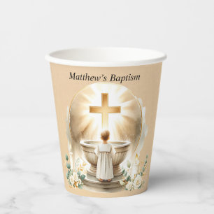 Vasos De Papel Bebé bautista de oro bautizo bautismo