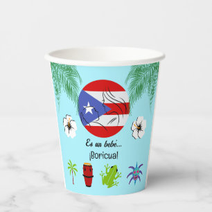 Vasos De Papel Bebe Boricua Ducha de Bebe Puertorriqueña Azul