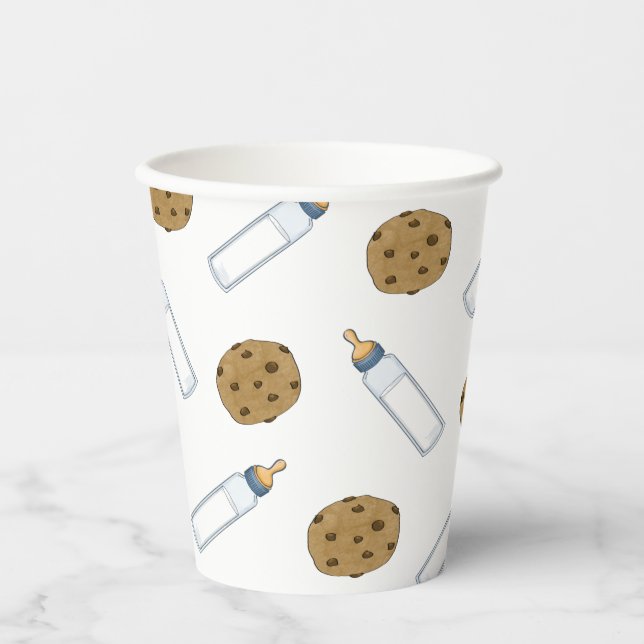 Vasos De Papel Bebé Botella Leche y Cookies Baby Shower (Anverso)