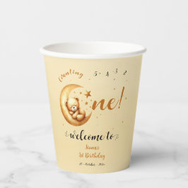 Vasos De Papel Bebé Cute Dormido En La Luna Primer Cumpleaños