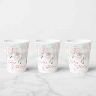 Vasos De Papel Bebé de cuento de hadas estrella de globos rosados