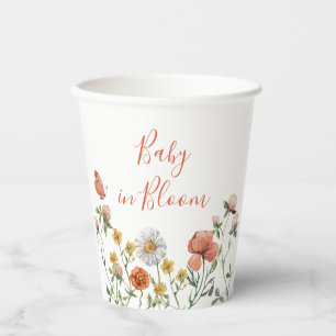 Vasos De Papel Bebé de flor silvestre en flor baby shower