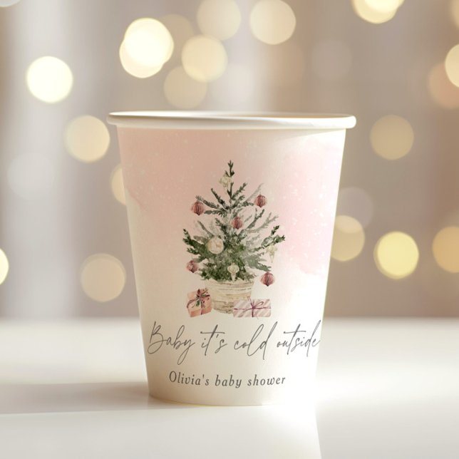 Vasos De Papel Bebé de Navidad de invierno rosa (Subido por el creador)