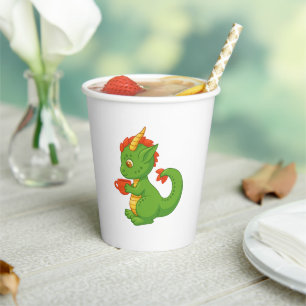 Vasos De Papel Bebé dragón lindo sosteniendo tazas de papel