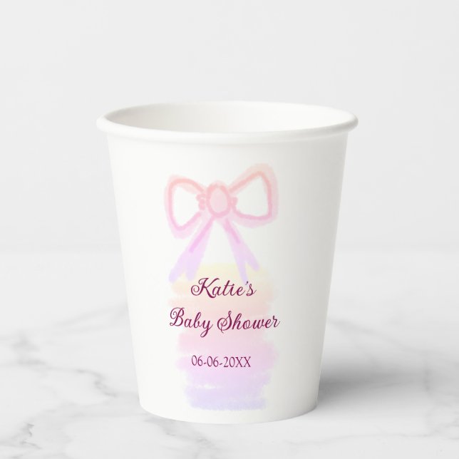 Vasos De Papel Bebé ducha arco rosa agua elegante moderna (Anverso)
