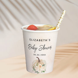 Vasos De Papel Bebé ducha calabaza caída crema rosa oro