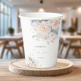 Vasos De Papel Bebé en Baby Shower rosa floral en flor
