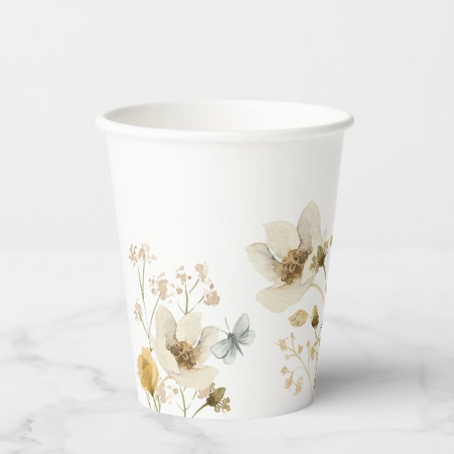 Vasos De Papel Bebé en Bloom Wildflower Elegante Baby Shower boho (Anverso)