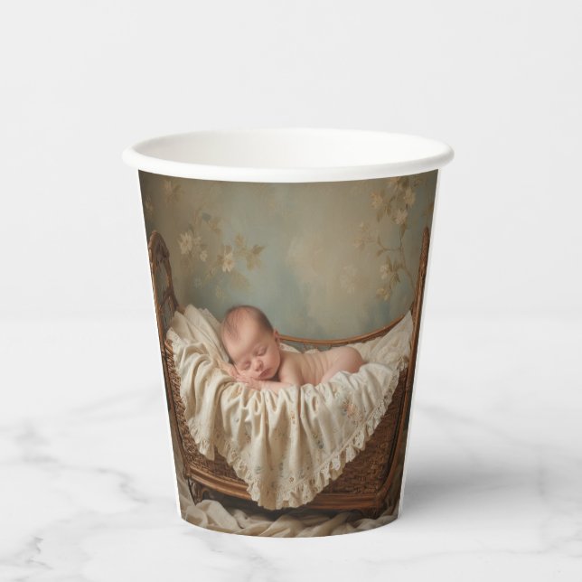 Vasos De Papel Bebé en Cuna (Anverso)