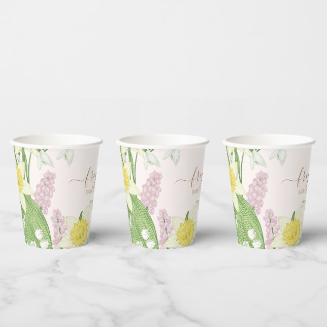 Vasos De Papel Bebé en el Baby Shower de Primavera en Bloom (Multi)