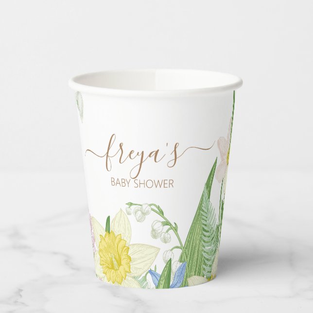 Vasos De Papel Bebé en el Baby Shower de Primavera en Bloom (Izquierda)