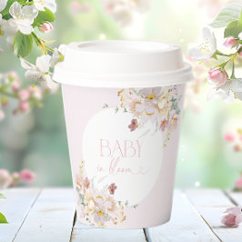 Vasos De Papel Bebé en el elegante Baby Shower rosa floral de Blo
