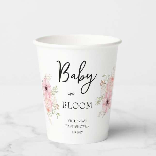 Vasos De Papel Bebé en Flor: Baby Shower (Anverso)