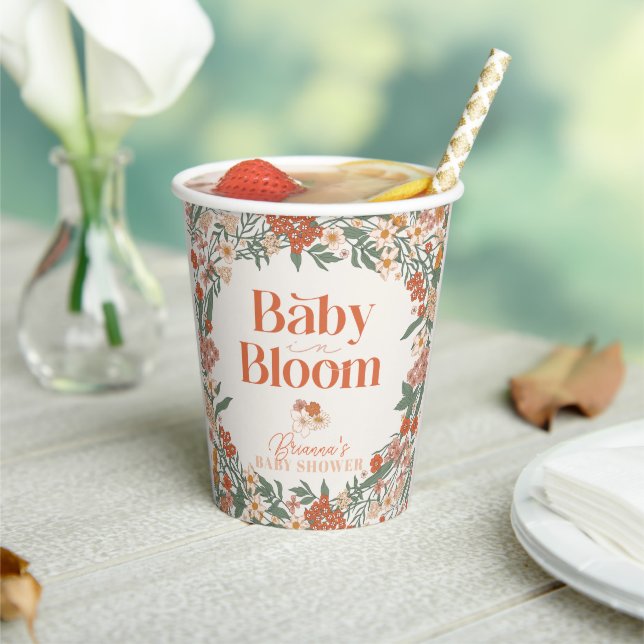 Vasos De Papel Bebé en Flor Boho Baby Shower Flores Silvestres (in situ)