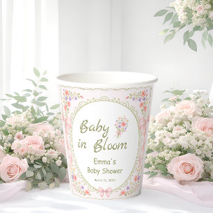 Vasos De Papel Bebé en Flor Silvestre Niña Fiesta de Bebé