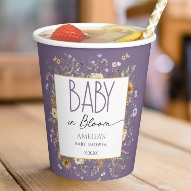 Vasos De Papel Bebé en floral de Baby Shower púrpura en flor (Subido por el creador)