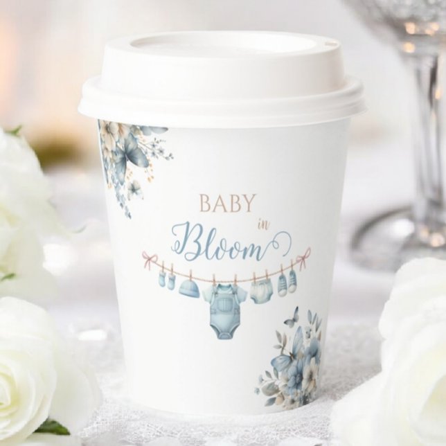Vasos De Papel Bebé En Flores Azules En Bloom Baby Shower Maripos (Subido por el creador)