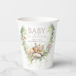Vasos De Papel Bebé en sangre Woodland Flor Baby Shower