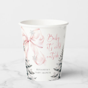 Vasos De Papel Bebé, está frío fuera del Baby Shower de Bow Rosad