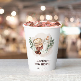 Vasos De Papel Bebé está preparando café Baby Shower