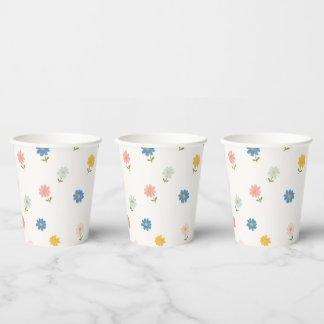 Vasos De Papel Bebé Floral Retro Pastel