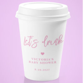 Vasos De Papel Bebé floral rosado en Baby Shower en sangre