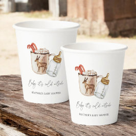 Vasos De Papel Bebé, frío fuera del acogedor Baby Shower invernal