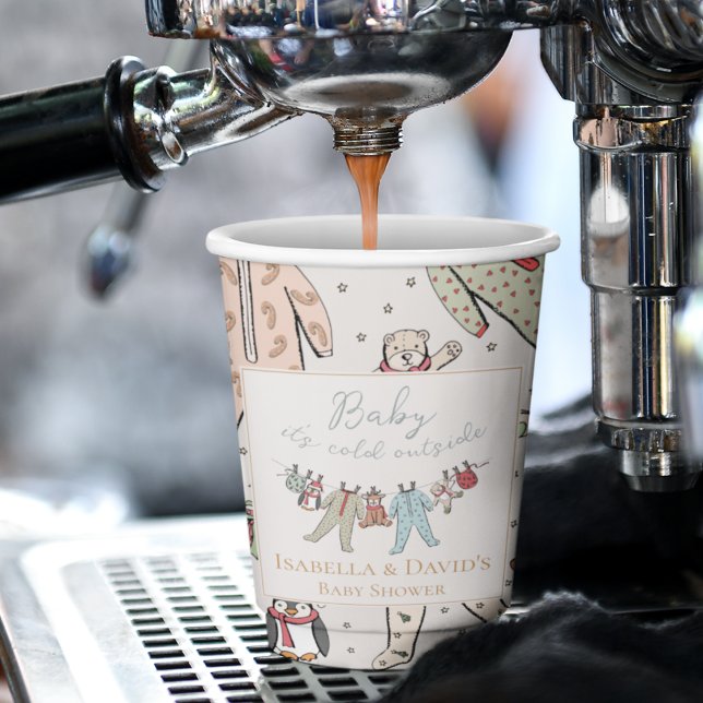 Vasos De Papel Bebé, frío fuera del Baby Shower invernal (Custom Winter Baby Shower Baby It's Cold Outside Hand-Drawn Design for Christmas or Holiday Season.)