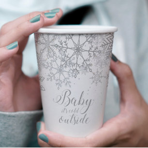 Vasos De Papel Bebé, hace frío afuera, Baby Showe Silver