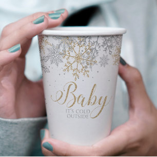 Vasos De Papel Bebé, hace frío afuera, baby shower de invierno
