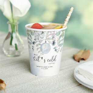 Vasos De Papel Bebé, hace frío afuera invitación a baby shower
