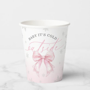 Vasos De Papel Bebé hace frío afuera Lazo rosa de bebé Shower de