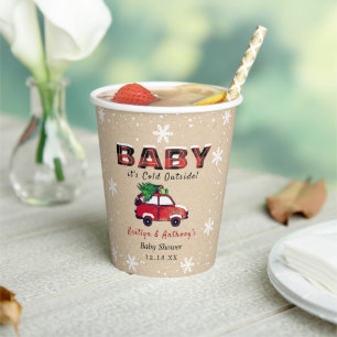 Vasos De Papel Bebé hace frío afuera   NAVIDADES BABY SHOWER
