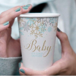 Vasos De Papel Bebé hace frío fuera del Baby Shower Blue Snowflak