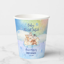Vasos De Papel Bebé, hace frío fuera del Baby Shower de los anima