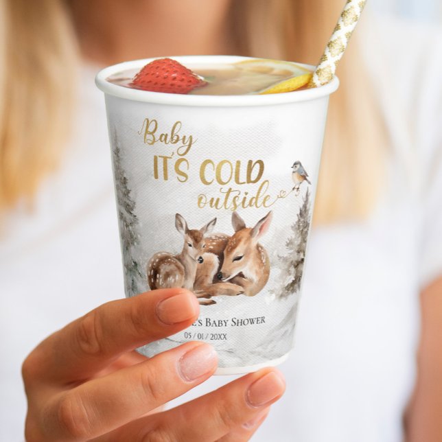 Vasos De Papel Bebé, hace frío fuera del Baby Shower de los venad (Subido por el creador)