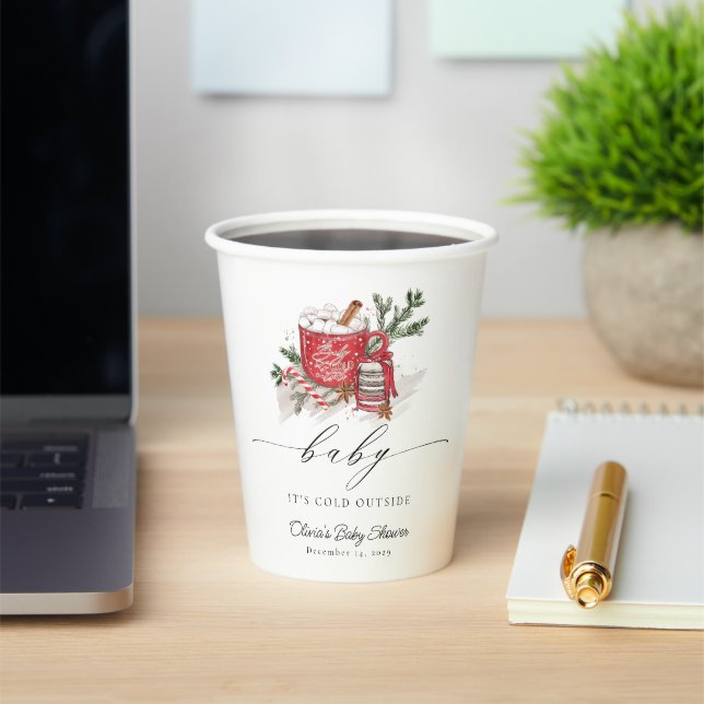 Vasos De Papel Bebé, hace frío fuera del Baby Shower invernal (in situ)