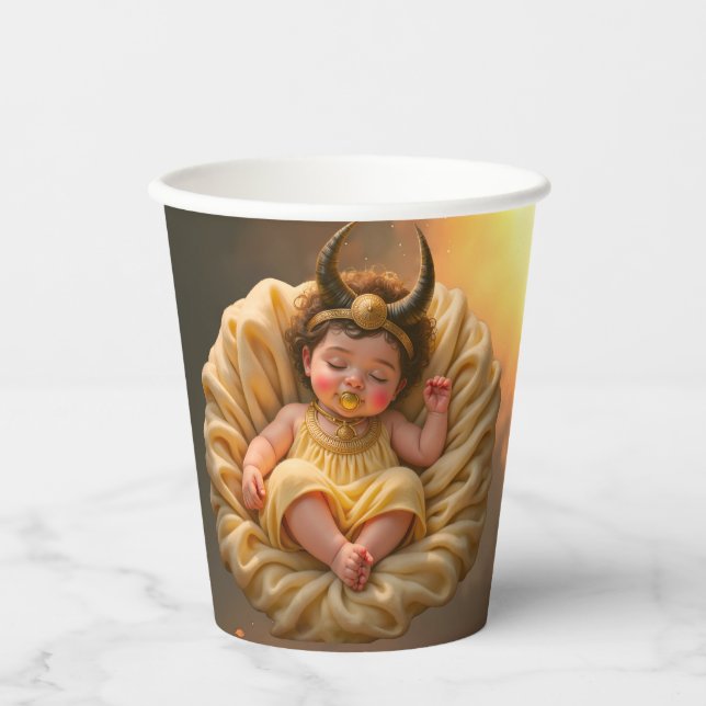Vasos De Papel Bebé Isis durmiendo – diosa de la luz. (Anverso)