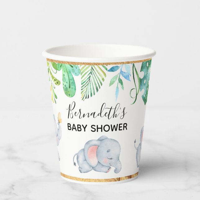 Vasos De Papel Bebe lindo Elefante Baby Shower taza de papel (Anverso)