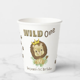 Vasos De Papel Bebé lindo León primer cumpleaños salvaje uno