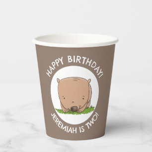 Vasos De Papel Bebé lindo wombat cumpleaños personalizado persona