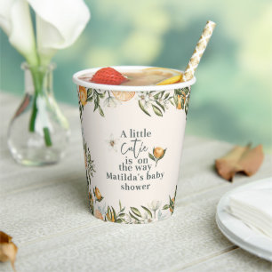 Vasos De Papel Bebé Little Cutie Cumpleaños Personalizado Citrus 