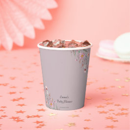 Vasos De Papel Bebé morado en el floreciente Baby Shower