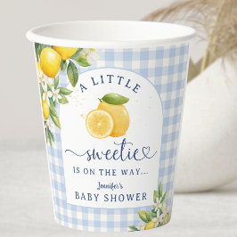 Vasos De Papel Bebé Niño Limón Cítrico Shower Azul Amarillo