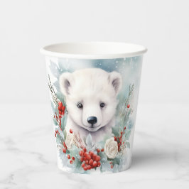 Vasos De Papel Bebé Personalizado de oso polar vacaciones o Navid